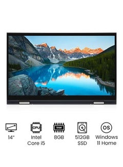 Buy Inspiron 14 5410 Convertible 2-In-1 Laptop With 14-Inch Full HD Display Touchscreen, 11th Gen Core i5-1155G7 Processor/8GB RAM/512GB SSD/2GB NVIDIA GeForce MX 350 Graphics/Windows 11 Home/International Version English/Arabic Silver in UAE