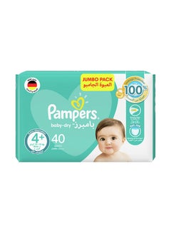 اشتري Baby-Dry Diapers With Aloe Vera Lotion And Leakage Protection,Size 4+, 10-15kg, 40 Diapers في السعودية