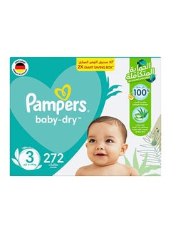 Buy Baby-Dry Diapers With Aloe Vera Lotion And Leakage Protection, Size 3, 6-10 kg, 272  Diapers in UAE