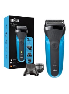 Buy Series 3 Shave And Style 310BT, Wet and Dry Rechargeable Electric Shaver Black/Blue in Saudi Arabia