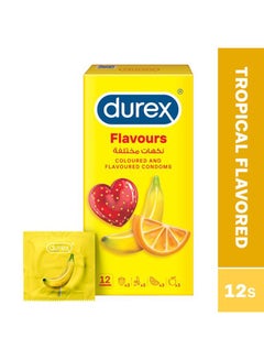 Buy Coloured And Flavoured Condoms For Men Strawberry, Banana, Orange Apple 12 Pieces in UAE