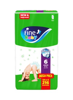 Buy Baby Diapers, Size 6, Junior 16+ Kg, Jumbo Pack Of 216 Diapers, With New And Improved Technology in UAE