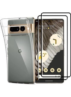 Buy 3 Pack For Google Pixel 7 Pro Clear Case Cover And 2x Screen Protector Tempered Glass Clear in UAE