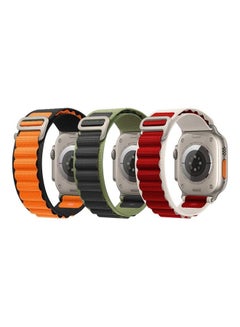 اشتري 3Pack for Apple Watch Alpine Loop Band 49mm/45mm/44mm Nylon Woven Sport Strap Compatible with iWatch Series 8/Ultra/7/SE/6/5/4/3/2/1 Orange,Black/ Black,Green/ Red,White في الامارات