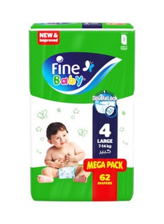 Buy Jumbo Pack Of 62 Baby Diapers, Size 4, Large 7–14Kg, New And Improved in Saudi Arabia