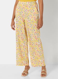 Buy Floral Flared Pants Yellow in UAE