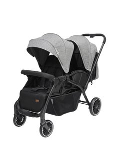 اشتري Dois - Twin Stroller - Grey, Twin Baby Stroller Pram في الامارات