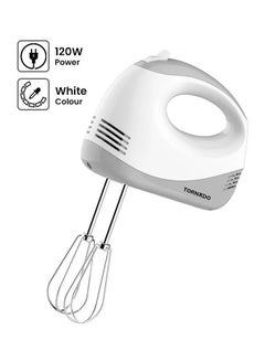 Buy TORNADO Hand Mixer , 5 Speeds, 2.0 kg 120.0 W HM-120T White in Egypt