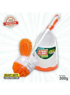 Buy Toilet Brush Set with Rim Cleaner Orange & White in UAE