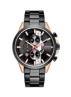 Buy Men's Chronograph Waterproof Stainless Steel BAnd Casual Quartz Watch 8325 - 46 mm - Black in UAE