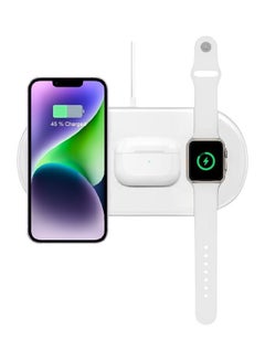 Buy Wireless Charger Pad 15W 3 in 1 for iPhone 14 Series Apple Watch 8/Ultra AirPods 3/Pro 2 Compatible with All Qi Enabled Devices White in UAE