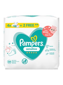 Buy Sensitive Protect Baby Wipes, With 0% Perfumes And Alcohol, 4+ 2 Packs, 336 Wipes Count in Saudi Arabia