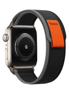Buy Apple Watch Trail Band 49mm 45mm 44mm 42mm Nylon Woven Sport Strap for iWatch Series Ultra/8/7/SE/6/5/4/3/2/1 Black/Orange in UAE