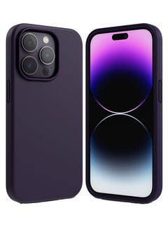 اشتري Silicone Cover For iPhone 14 Pro Case Protective Lightweight Flexible Scratch Resistant Soft Microfiber Full-Body Deep Purple في الامارات