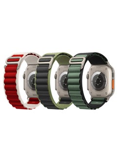 اشتري 3Pack for Apple Watch Alpine Loop Band 49mm/45mm/44mm Nylon Woven Sport Strap Compatible with iWatch Series 8/Ultra/7/SE/6/5/4/3/2/1 Red,White/Green,Black/Black,Green في الامارات