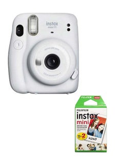 اشتري كاميرا تصوير فورية إنستاكس ميني 11 مع مجموعة من 20 فيلماً  للتصوير بلون أبيض في الامارات