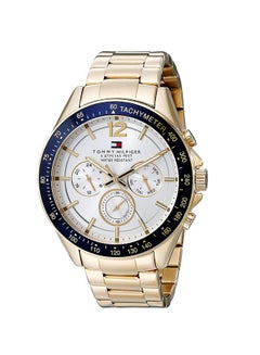 اشتري ساعة يد لوك بعقارب وسوار من المعدن بتصميم دائري مقاس 47 مم - لون ذهبي - طراز 1791121 للرجال في السعودية