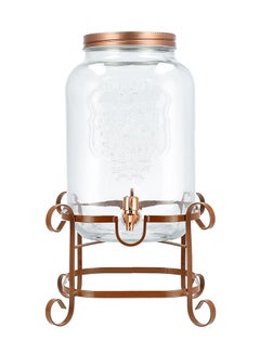 Buy Juice Dispenser With Copper Stand Clear/Rose Gold 18centimeter in Saudi Arabia