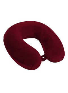 Buy Velvet Neck and Travel Pillow Velvet Burgundy 30x25x10cm in Saudi Arabia