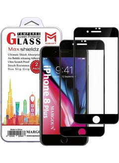 Buy 2-Pack for iPhone 7 Plus/8 Plus Screen Protector Ceramic Film Anti Scratch Shatterproof Glass 12D Edge to Edge Full Coverage Clear/Black in UAE