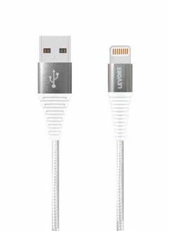 Buy 1M Nylon Braided USB A to Lightning Cable White in UAE