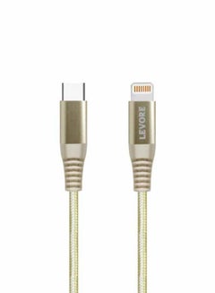 Buy 1M Nylon Braided USB C to Lightning Cable Gold in Saudi Arabia