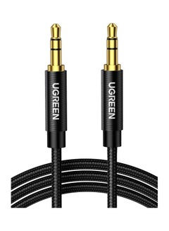 Buy 3.5mm Male To Male Aux Cable Flexible Braided Black in Saudi Arabia