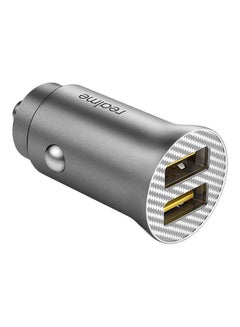 Buy 33W Car Charger Metal Dual USB Port Fast Charging Socket Adapter Silver in UAE