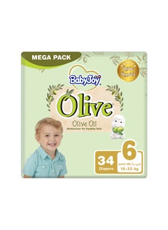 Buy Olive Oil, Size 6 Junior XXL, 16 to 25 kg, Mega Pack, 34 Diapers in UAE