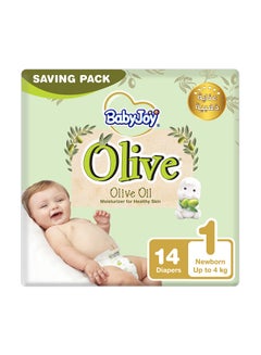 Buy Olive Oil, Size 1 Newborn, Up to 4 kg, Saving Pack, 14 Diapers in UAE