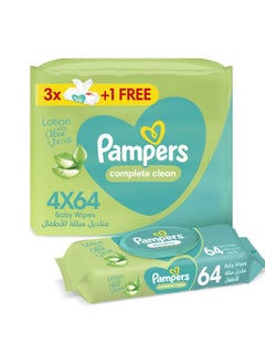 Buy Complete Clean Baby Wipes with Aloe Vera Lotion for Hands & Face 4 Packs 256 Count in Saudi Arabia