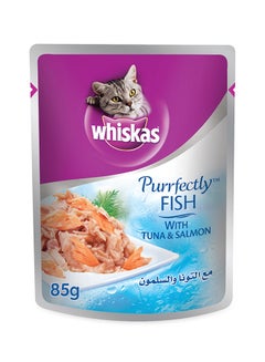 Buy Purrfectly Fish, With Tuna And Salmon, Wet Cat Food Pouch 85grams in UAE