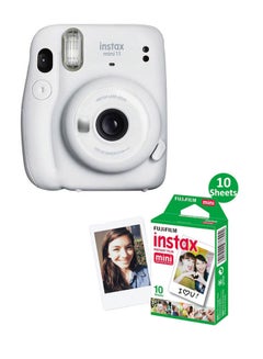 Buy Instax Mini 11 Instant Film Camera With Pack Of 10 Film Ice White in Saudi Arabia