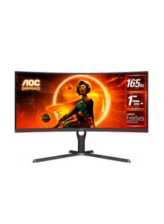 Buy CU34G3S 34-Inch (VA / 1000R) Curved Gaming Monitor, 21:9 UltraWide, 3440 × 1440 (WQHD),165Hz , 1ms, HDR10 Mode Visual Enhancement, HDMI 2.0 x 2, DisplayPort 1.4 × 2, FreeSync Premium tear-free immersion Black & Red in UAE