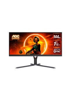 Buy U34G3XM 34-Inch (WQHD)  (VA) Gaming Monitor, 3440x1440(QHD), 144Hz, 1 ms, HDR10 Mode Visual Enhancement, HDMI 2.0 x 2, DisplayPort 1.4 × 1, Adaptive Sync Anti-tearing Technology Black/Red in Saudi Arabia