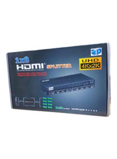 اشتري موزع HDMI بدقة (4K) وموزع صوت وفيديو بمنفذ 8XHDMI ومنفذ HDMI بدقة 4K مع شاحن . أسود في مصر