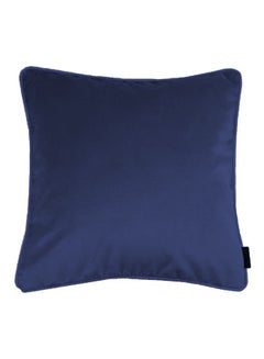 Buy square Velvet Soft Decorative Cushion Solid Design Polyester Dark Blue 45x45centimeter in Saudi Arabia