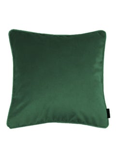 Buy square Velvet Soft Decorative Cushion Solid Design polyester Dark Green 45x45cm in Saudi Arabia