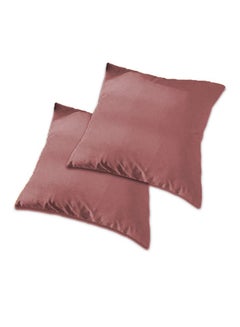 Buy 2 Pieces Velvet Soft Decorative Cushion Set Solid Design velvet Dark Pink 45 x 45cm in Saudi Arabia