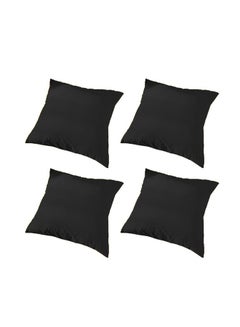 Buy 4 Pieces Velvet Soft Decorative Cushion Set Solid Design Black 45x45cm in Saudi Arabia