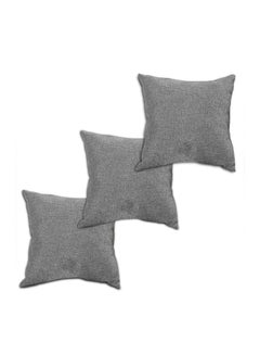 Buy 3 Pieces Linen Soft Decorative Cushion Set Solid Design linen Light Gray 45x45cm in Saudi Arabia