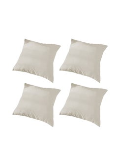 Buy 4 Pieces Velvet Soft Decorative Cushion Set Solid Design Ivory 45x45cm in Saudi Arabia