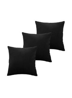 Buy 5 Pieces Velvet Soft Decorative Cushion Set Solid Design polyester Black 45x45cm in Saudi Arabia