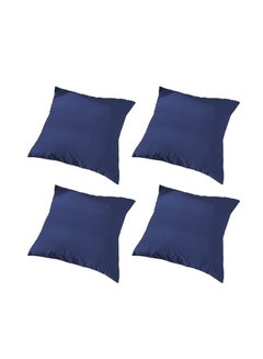 Buy 4 Pieces Velvet Soft Decorative Cushion Set Solid Design Dark Blue 45x45cm in Saudi Arabia