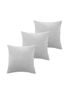 Buy 5 Pieces Velvet Soft Decorative Cushion Set Solid Design velvet White 45 x 10 x 45cm in Saudi Arabia