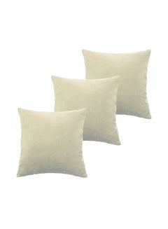 Buy 5 Pieces Velvet Soft Decorative Cushion Set Solid Design velvet Ivory 45x45x10cm in Saudi Arabia