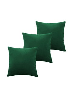 Buy 5 Pieces Velvet Soft Decorative Cushion Set Solid Design velvet Dark Green 45 x 45cm in Saudi Arabia