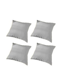 Buy 4 Pieces Velvet Soft Decorative Cushion Set Solid Design velvet Gray 45x45cm in Saudi Arabia