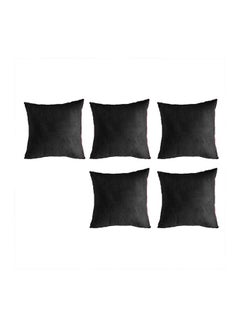 Buy 5 Pieces Velvet Soft Decorative Cushion Set Solid Design velvet Black 45x45cm in Saudi Arabia