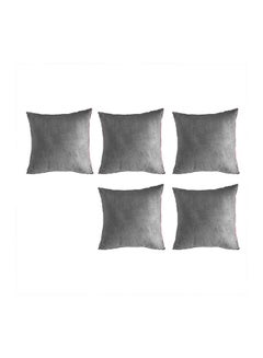 Buy 5 Pieces Velvet Soft Decorative Cushion Set Solid Design velvet Gray 45 x 45cm in Saudi Arabia